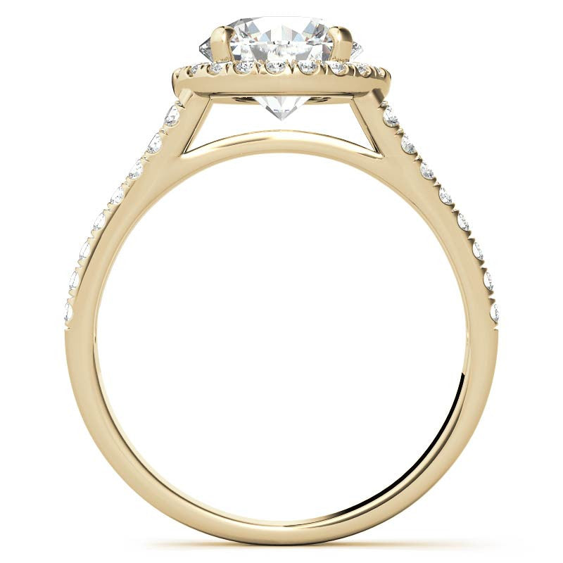 Round Split Shank Halo Moissanite Engagement Ring