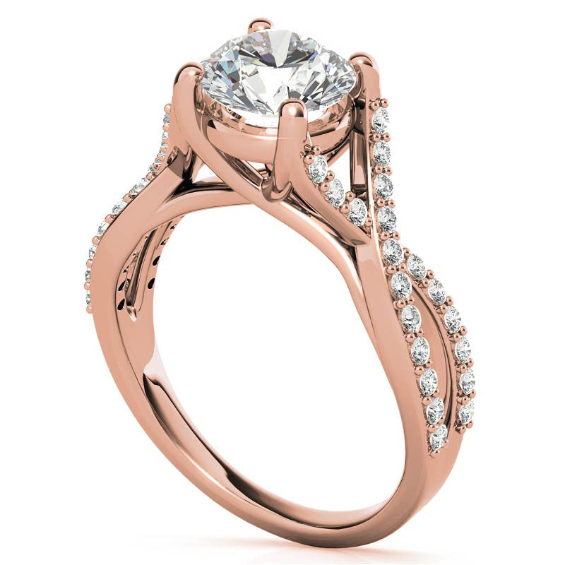 Round Trellis Split Shank Moissanite Engagement Ring