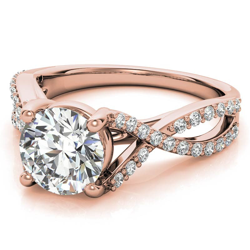 Round Trellis Split Shank Moissanite Engagement Ring