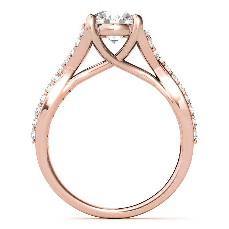 Round Trellis Split Shank Moissanite Engagement Ring