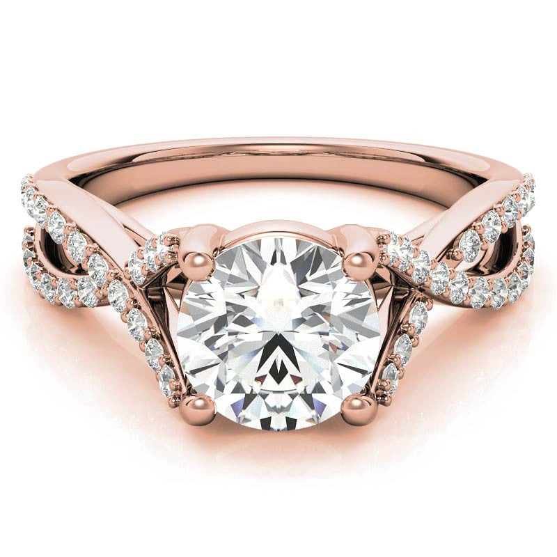 Round Trellis Split Shank Moissanite Engagement Ring