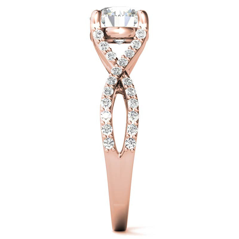 Round Trellis Split Shank Moissanite Engagement Ring
