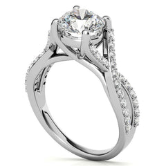 Round Trellis Split Shank Moissanite Engagement Ring