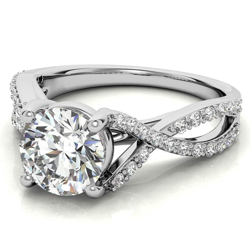 Round Trellis Split Shank Moissanite Engagement Ring