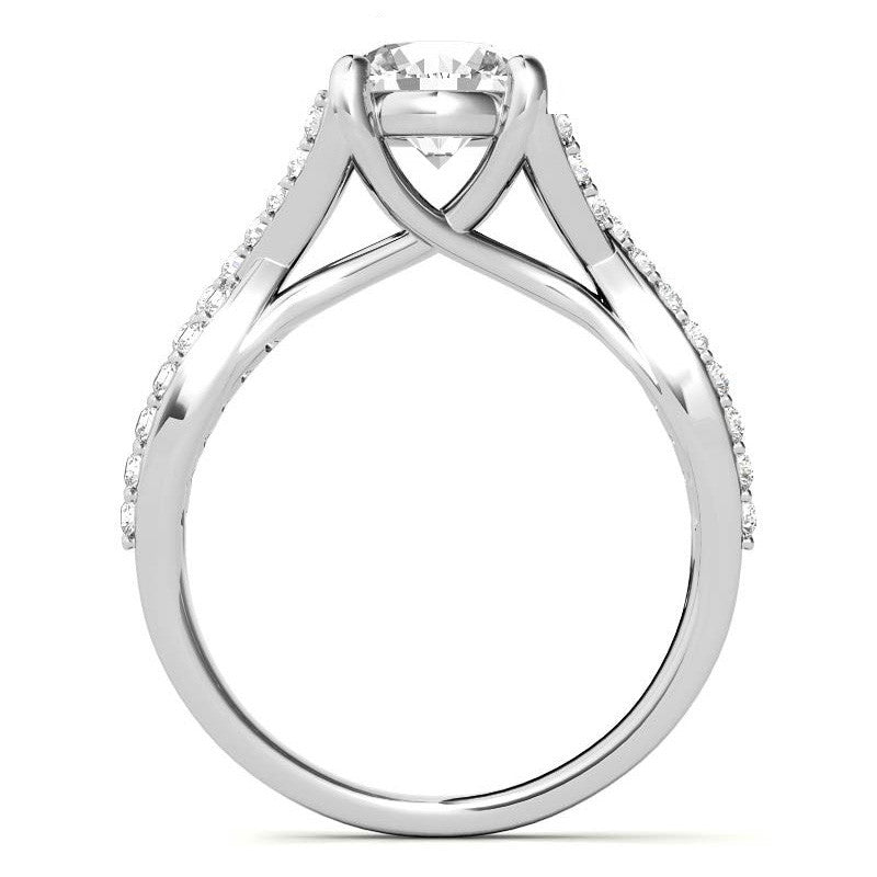 Round Trellis Split Shank Moissanite Engagement Ring