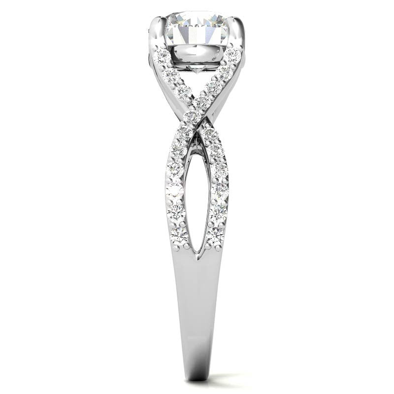 Round Trellis Split Shank Moissanite Engagement Ring
