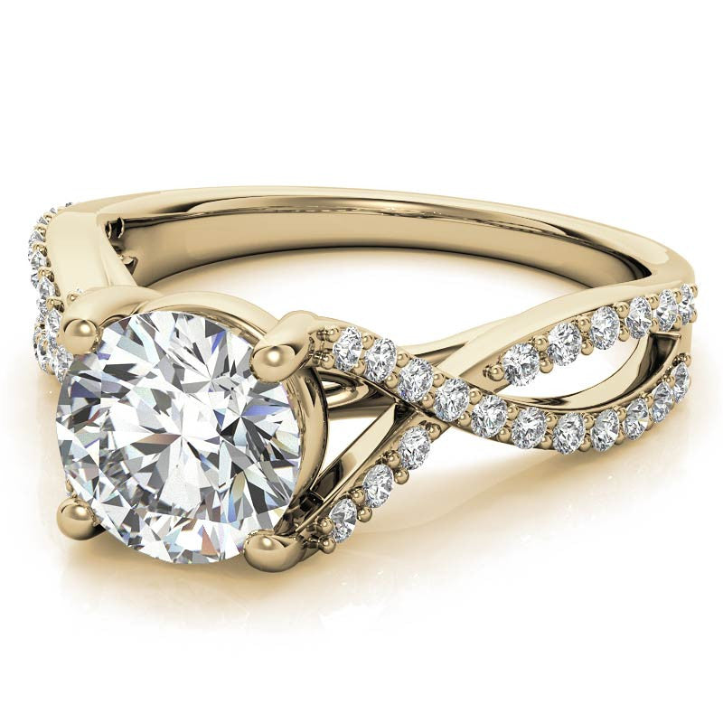 Round Trellis Split Shank Moissanite Engagement Ring