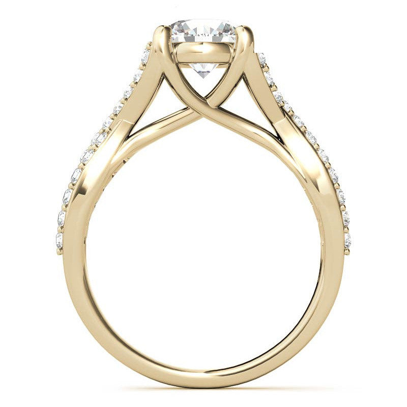 Round Trellis Split Shank Moissanite Engagement Ring