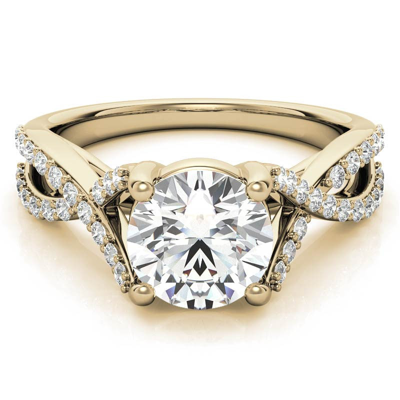 Round Trellis Split Shank Moissanite Engagement Ring