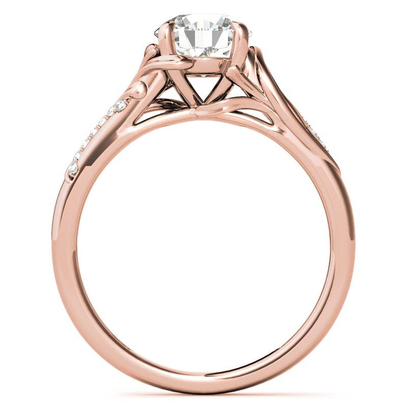 Round Floral Accent Moissanite Engagement Ring