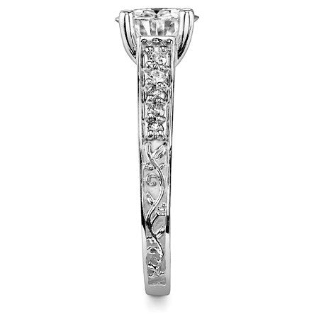 Floral Rose Design Moissanite Engagement Ring