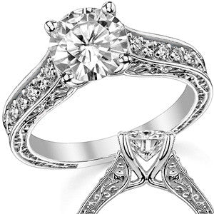 Floral Rose Design Moissanite Engagement Ring