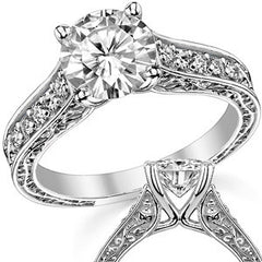 Floral Rose Design Moissanite Engagement Ring