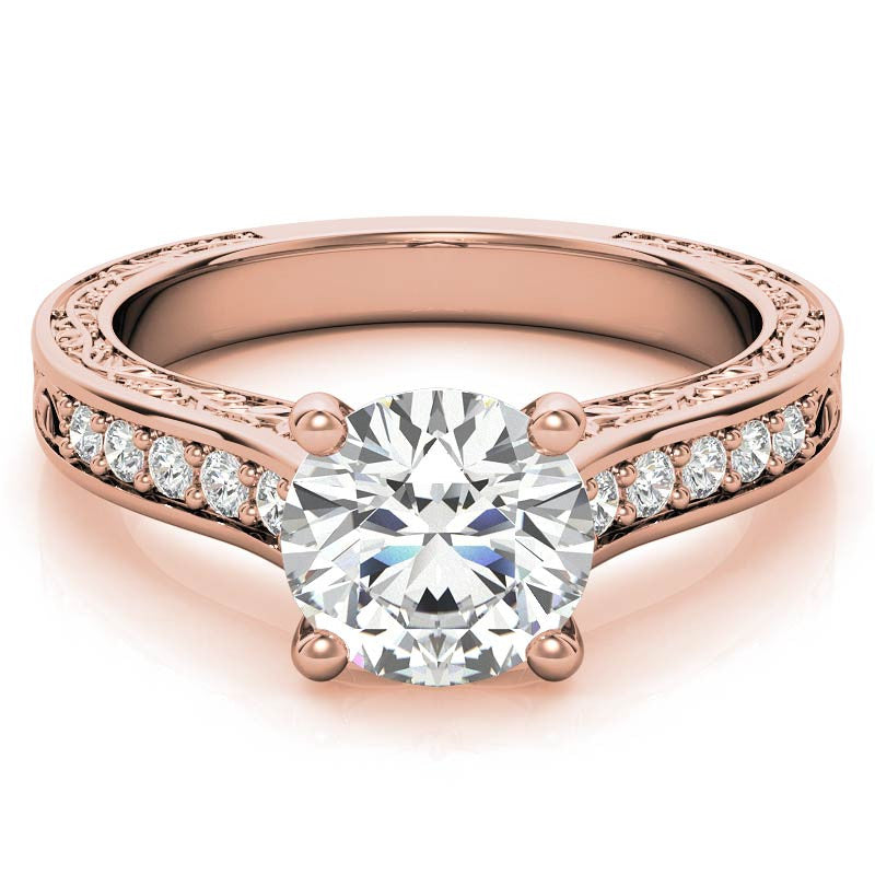 Floral Rose Design Moissanite Engagement Ring