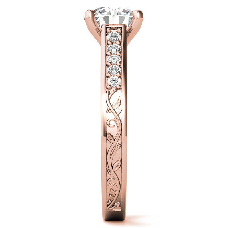 Floral Rose Design Moissanite Engagement Ring