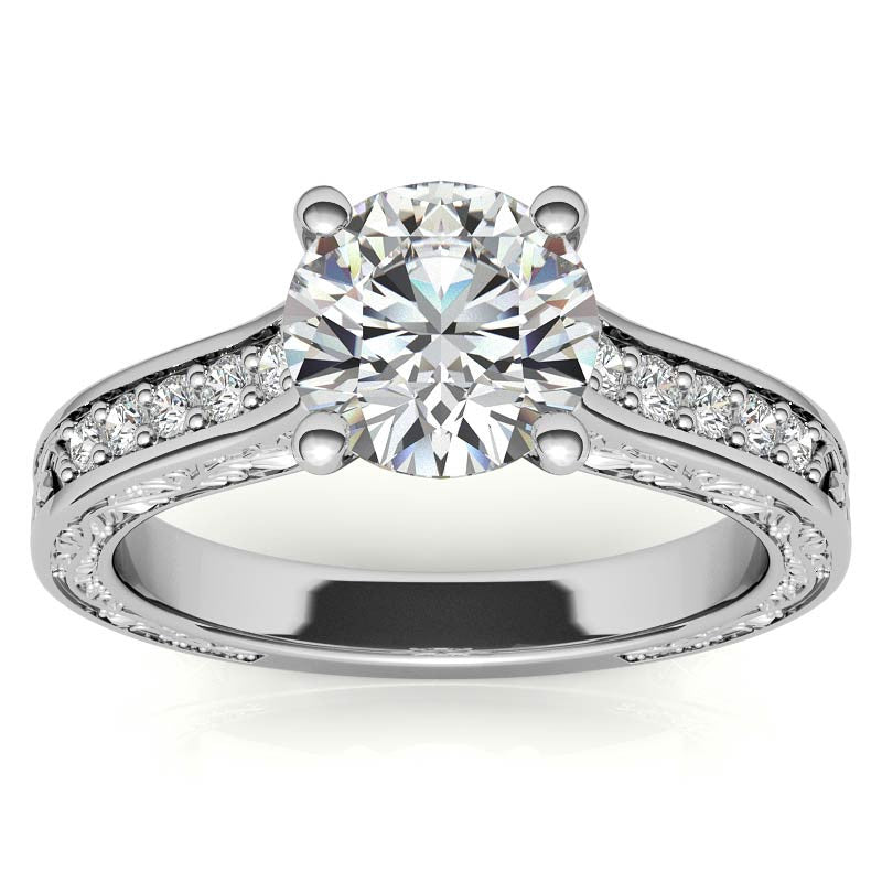 Floral Rose Design Moissanite Engagement Ring