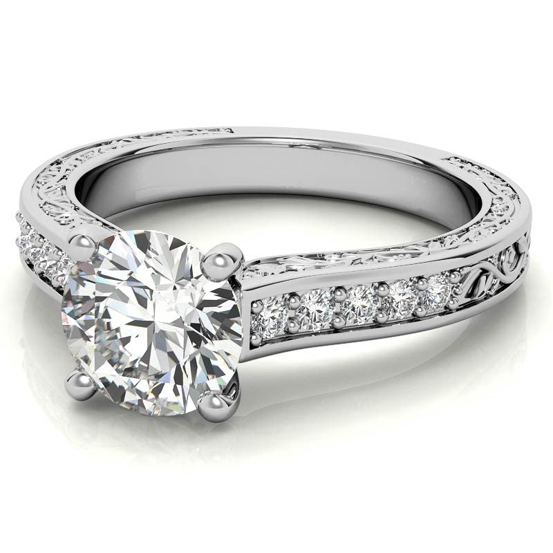 Floral Rose Design Moissanite Engagement Ring