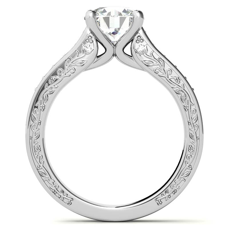 Floral Rose Design Moissanite Engagement Ring