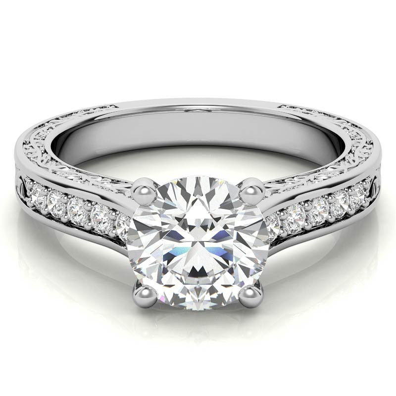 Floral Rose Design Moissanite Engagement Ring