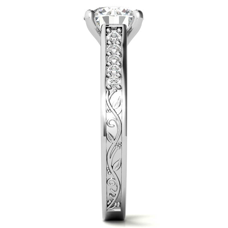 Floral Rose Design Moissanite Engagement Ring