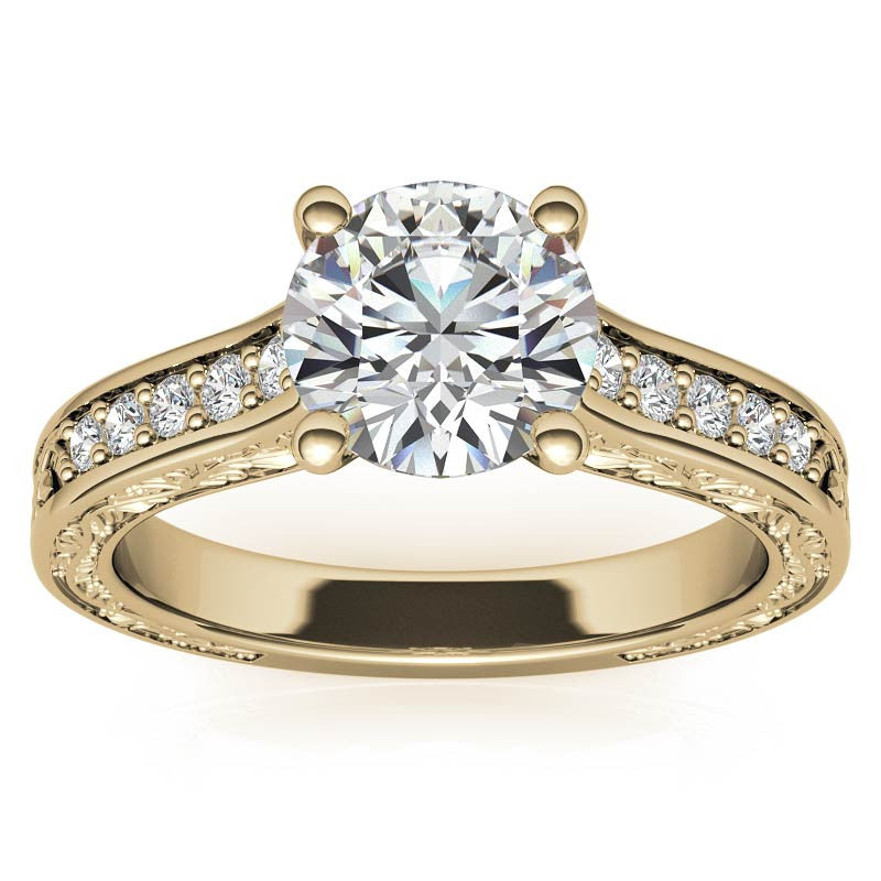 Floral Rose Design Moissanite Engagement Ring