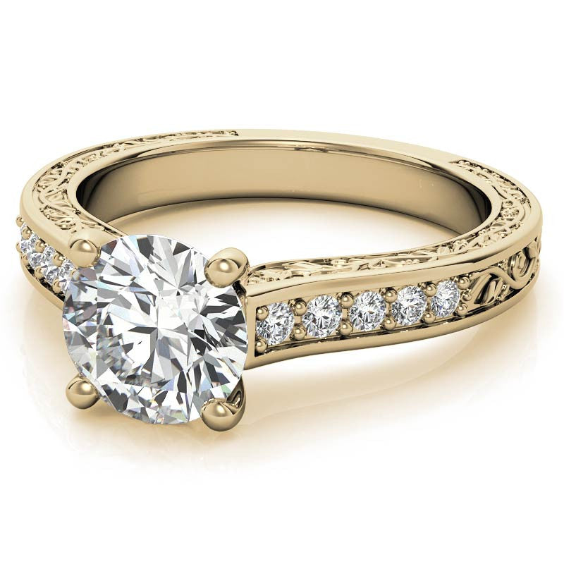 Floral Rose Design Moissanite Engagement Ring