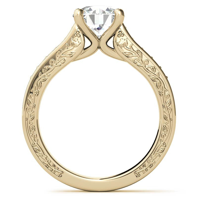 Floral Rose Design Moissanite Engagement Ring