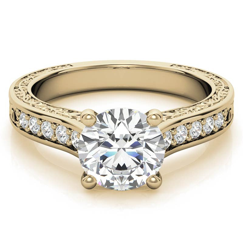 Floral Rose Design Moissanite Engagement Ring