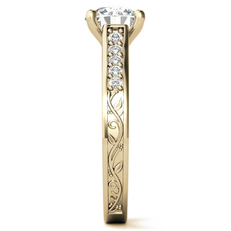 Floral Rose Design Moissanite Engagement Ring
