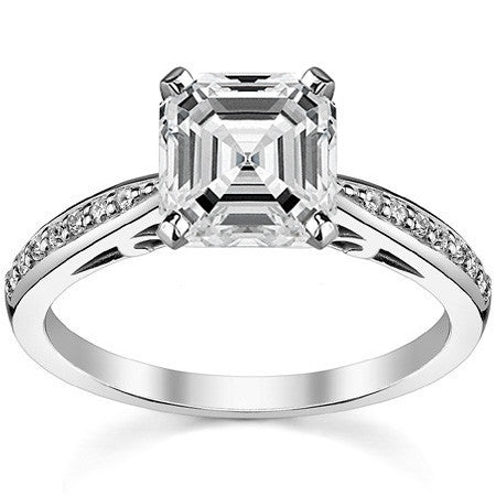Round Brilliant Moissanite Sculpted Antique Engagement Ring
