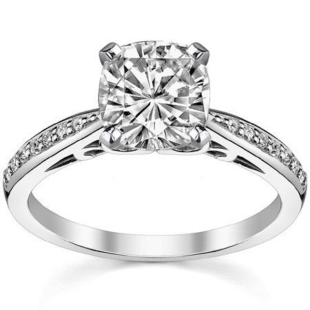 Round Brilliant Moissanite Sculpted Antique Engagement Ring