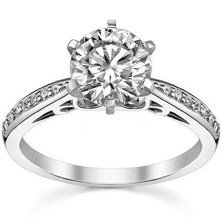 Round Brilliant Moissanite Sculpted Antique Engagement Ring