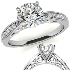 Round Brilliant Moissanite Sculpted Antique Engagement Ring