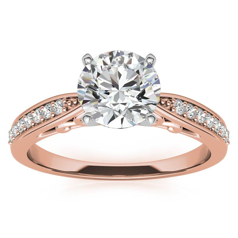 Round Brilliant Moissanite Sculpted Antique Engagement Ring