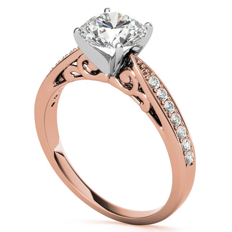 Round Brilliant Moissanite Sculpted Antique Engagement Ring