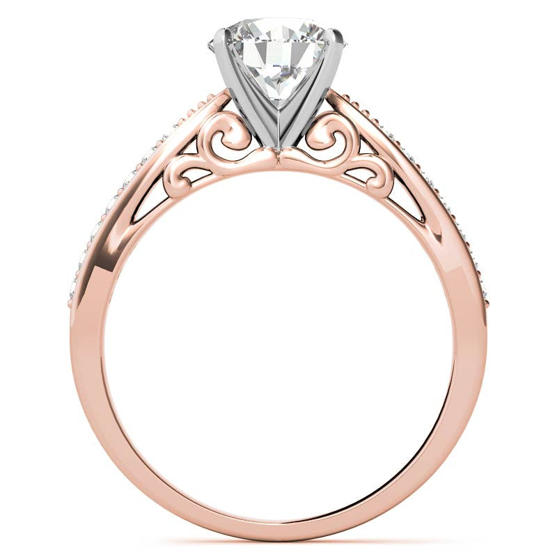 Round Brilliant Moissanite Sculpted Antique Engagement Ring