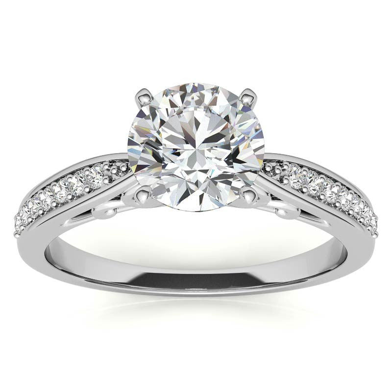 Round Brilliant Moissanite Sculpted Antique Engagement Ring