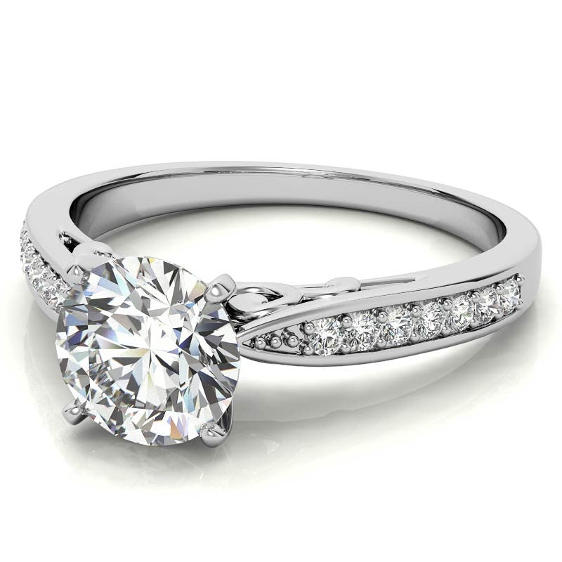 Round Brilliant Moissanite Sculpted Antique Engagement Ring