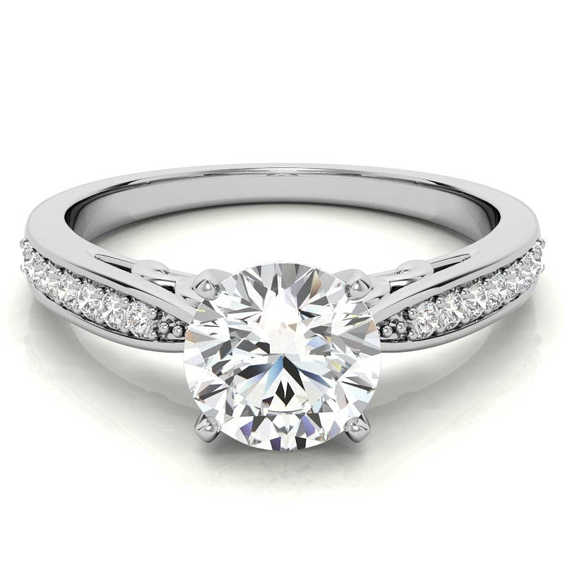 Round Brilliant Moissanite Sculpted Antique Engagement Ring