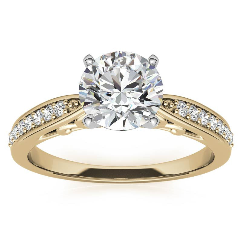 Round Brilliant Moissanite Sculpted Antique Engagement Ring