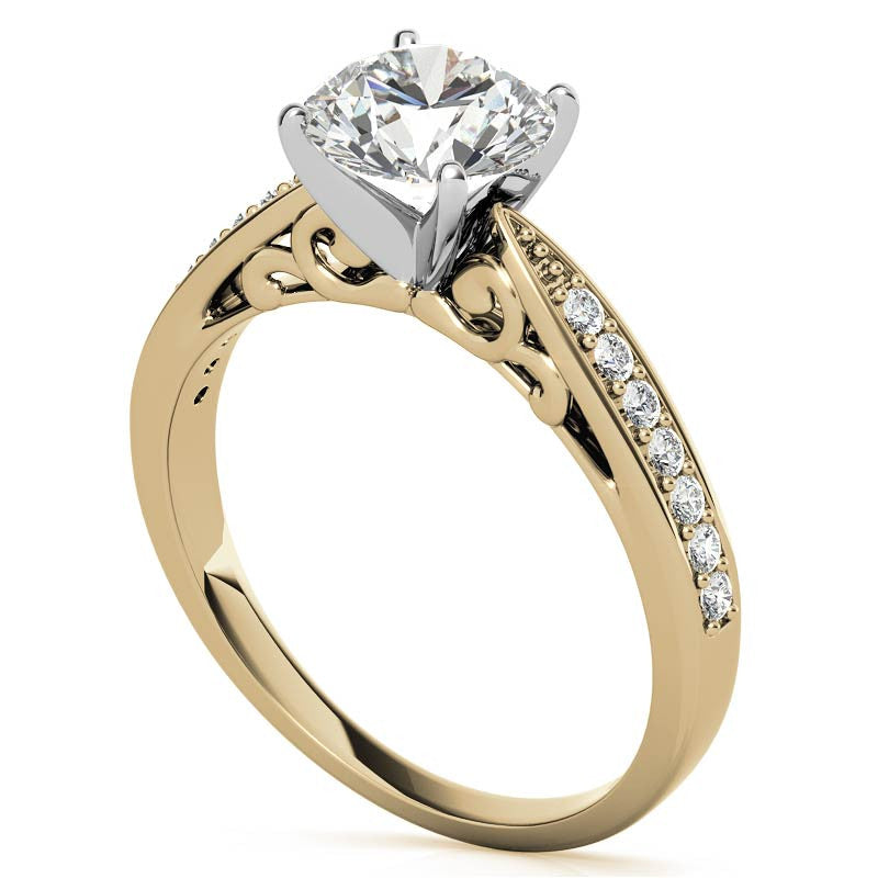 Round Brilliant Moissanite Sculpted Antique Engagement Ring