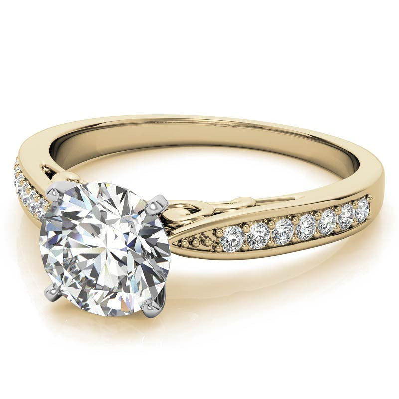 Round Brilliant Moissanite Sculpted Antique Engagement Ring