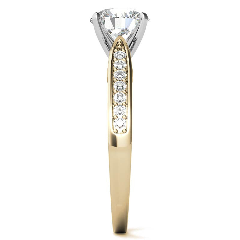 Round Brilliant Moissanite Sculpted Antique Engagement Ring