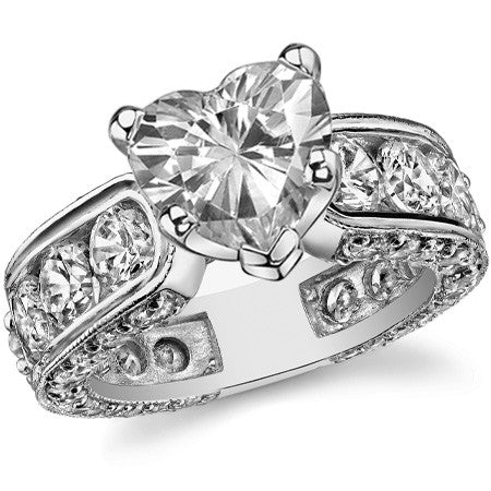 Round Brilliant Moissanite Wide Engagement Ring Setting, 3.4ct