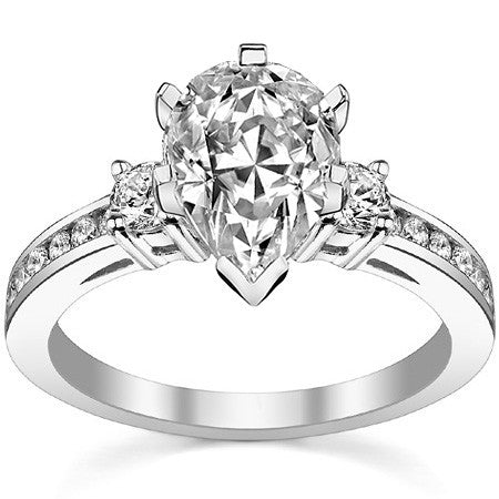 Round Brilliant Moissanite Three-Stone Style Engagement Ring, 0.58ct
