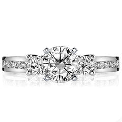 Round Brilliant Moissanite Three-Stone Style Engagement Ring, 0.58ct