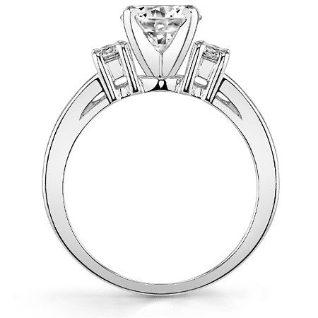 Round Brilliant Moissanite Three-Stone Style Engagement Ring, 0.58ct