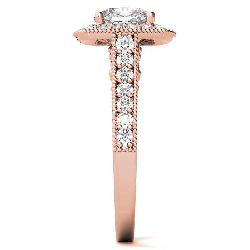 Cushion Scroll Halo Moissanite Engagement Ring