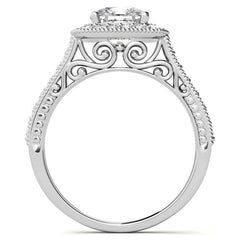 Cushion Scroll Halo Moissanite Engagement Ring