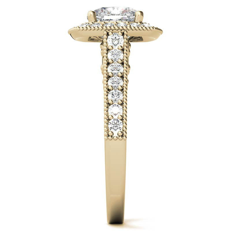 Cushion Scroll Halo Moissanite Engagement Ring
